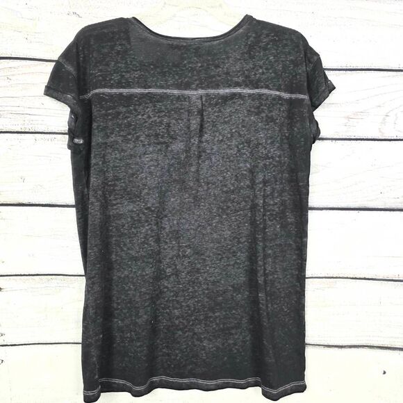 Harley-Davidson Rhinestone Wings Black V-Neck Tee Size L - Picture 7 of 8